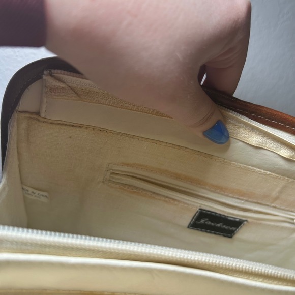 Vintage Jackson Two Tone Satchel Handbag Cream Brown minimal classic everyday - Picture 6 of 7
